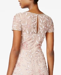 Adrianna Papell Floral-Beaded Gown