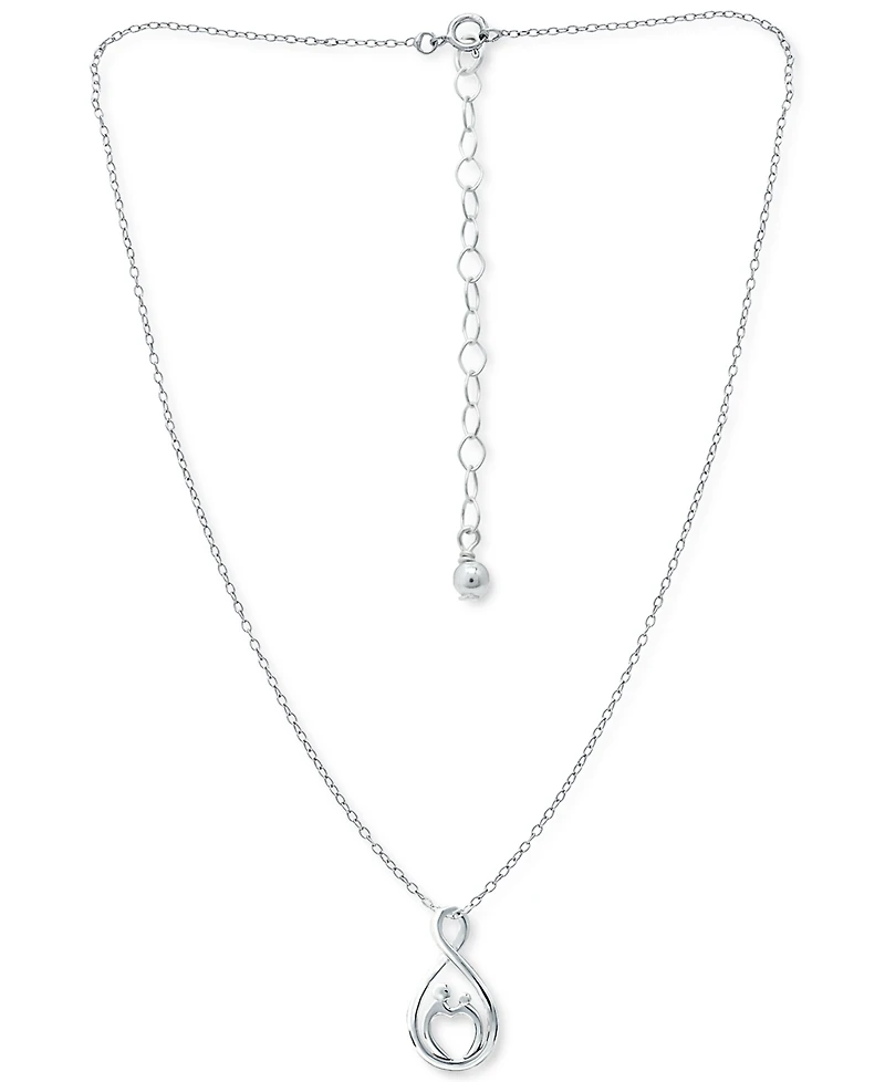 Giani Bernini Mother & Child Infinity Pendant Necklace in Sterling Silver, 16" + 2" extender, Created for Macy's