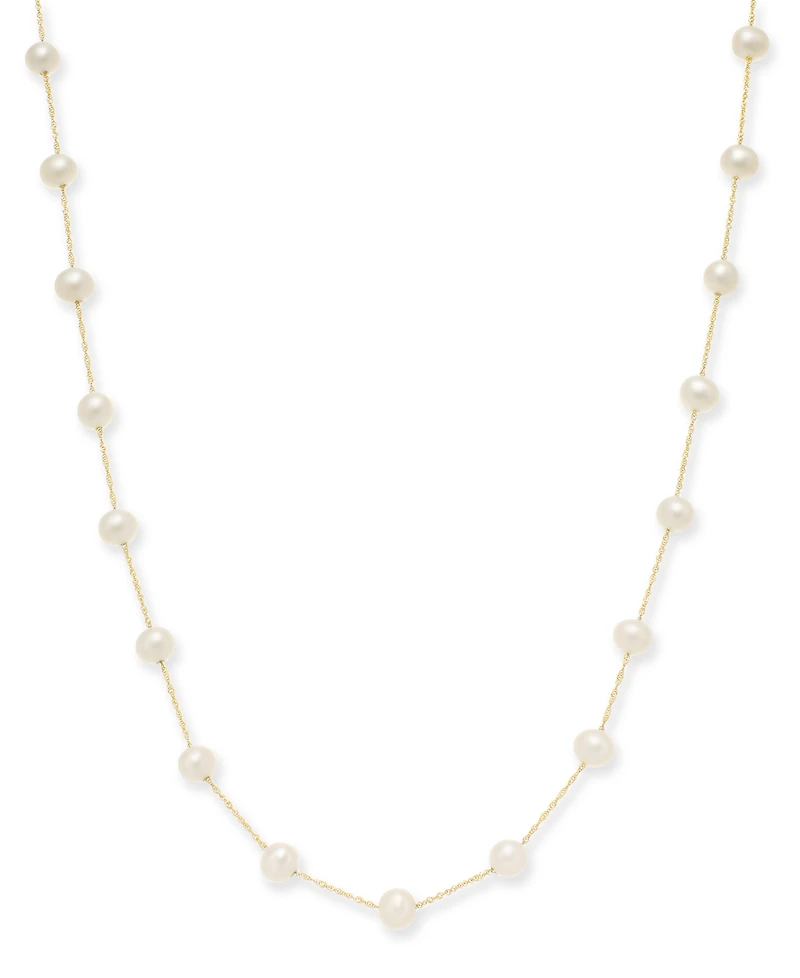 Effy Cultured Freshwater Pearl Station 18" Necklace 14k Gold (5-1/2mm)