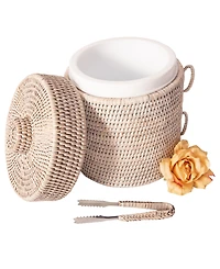 Artifacts Trading Company Rattan Ice Bucket with Tongs
