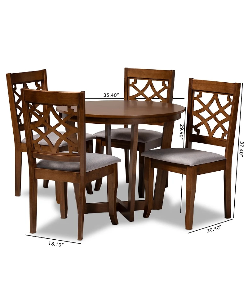 Tricia Modern and Contemporary Fabric Upholstered 5 Piece Dining Set