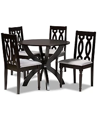 Mona Modern and Contemporary Fabric Upholstered 5 Piece Dining Set