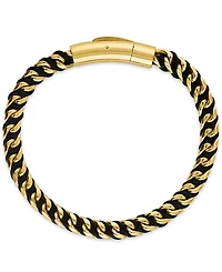 Esquire Men's Jewelry Nylon Cord Statement Bracelet Gold Ion-Plated Stainless Steel or Steel, Created for Macy's