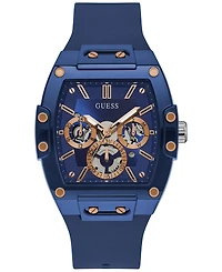 Guess Men's Blue Silicone Strap Watch 43mm