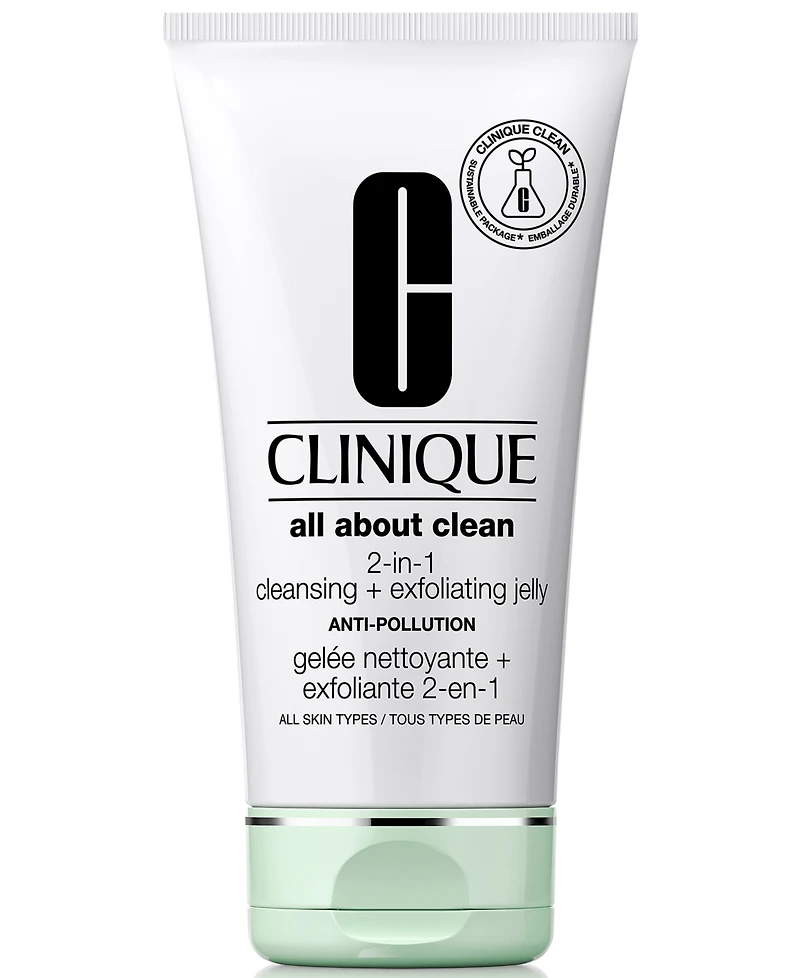 Clinique All About Clean 2-in-1 Face Cleansing + Exfoliating Jelly Cleanser with Salicylic Acid, 5 oz.