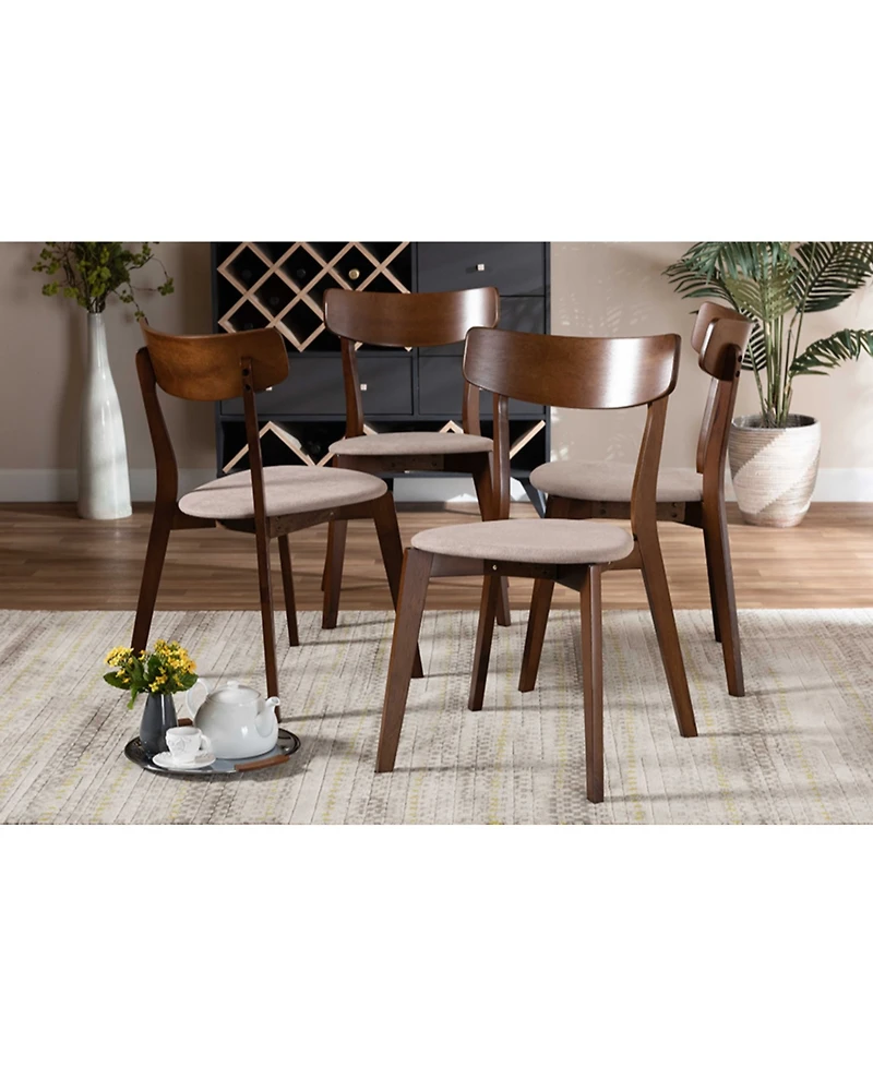Iora Mid-Century Modern Transitional Fabric Upholstered 4 Piece Dining Chair Set