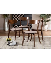 Iora Mid-Century Modern Transitional Fabric Upholstered 4 Piece Dining Chair Set