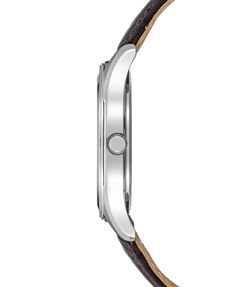Seiko Men's Essential Brown Leather Strap Watch 39.4mm