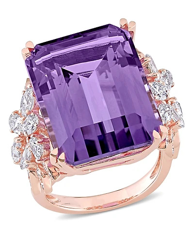 Amethyst (20 ct. t.w.) and Diamond (1-3/4 Multi-Shape Floral Ring 14k Rose Gold