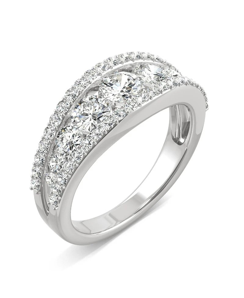 Moissanite Graduated Stone Band 1-1/2 ct. t.w. Diamond Equivalent 14k White Gold