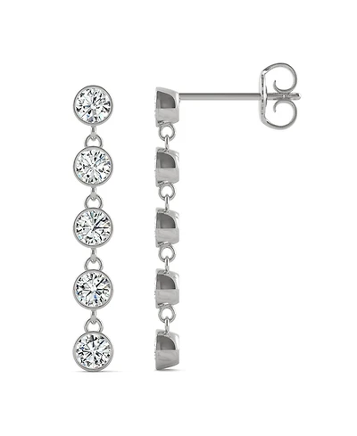 Moissanite Bezel Drop Earrings 1 ct. t.w. Diamond Equivalent in 14k White Gold