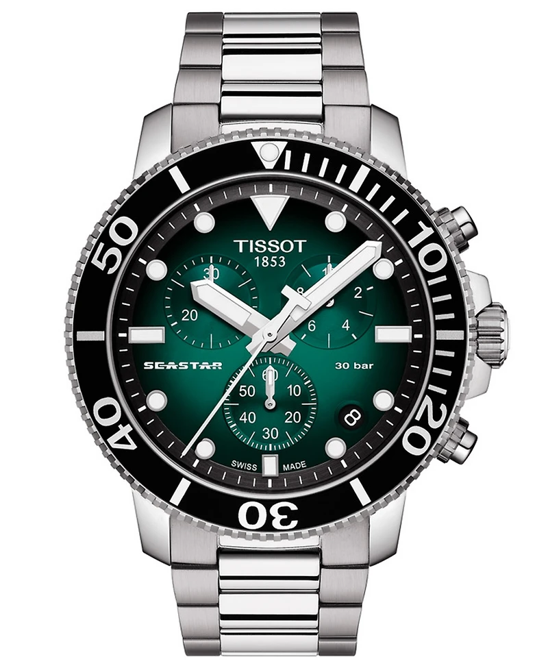 Tissot Men's Swiss Chronograph Seastar 1000 Stainless Steel Bracelet Watch 46mm