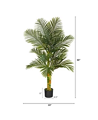 5' Double Stalk Gold-Tone Cane Artificial Palm Tree