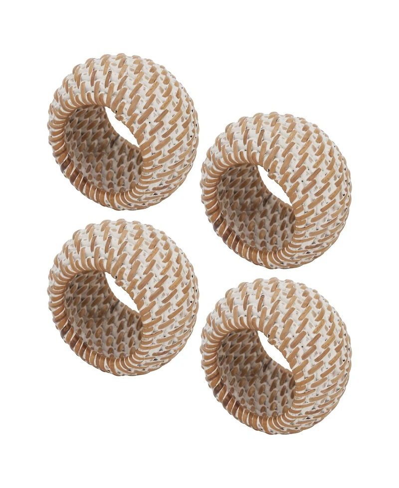 Saro Lifestyle Rattan Napkin Rings with Woven Design, Set of 4, 2.4" x