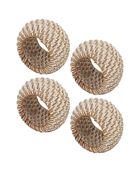 Saro Lifestyle Rattan Napkin Rings with Woven Design, Set of 4, 2.4" x