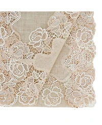 Saro Lifestyle Lace Table Runner with Rose Border Design, 72" x 16"