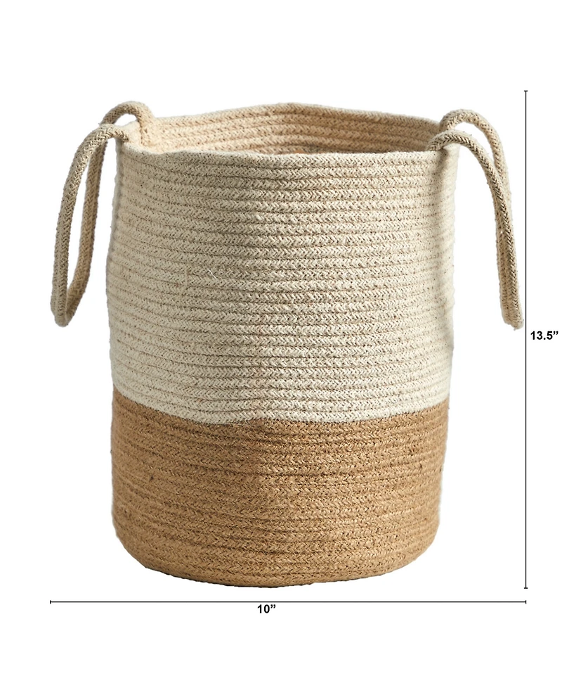 12" Handmade Natural Cotton Woven Basket Planter