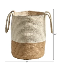 12" Handmade Natural Cotton Woven Basket Planter