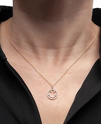 Wrapped Diamond Smiley Face 18" Pendant Necklace (1/10 ct. t.w.) in 10k Gold, Created for Macy's