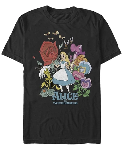 Men's Alice Wonderland Flower Love Short Sleeve T-shirt