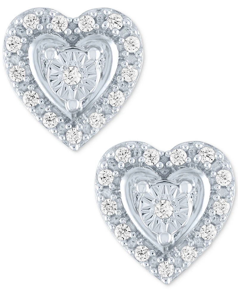 Diamond Heart Earrings (1/10 ct. t.w.) Sterling Silver or & 14k Rose Gold-Plate