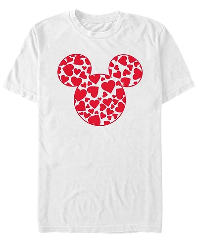 Fifth Sun Men's Mickey Hearts Fill Short Sleeve Crew T-shirt