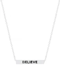 Inspirational Blessed, Hope, Believe and Faith 4 Sided Bar Necklace 16+2"In Silver Plated