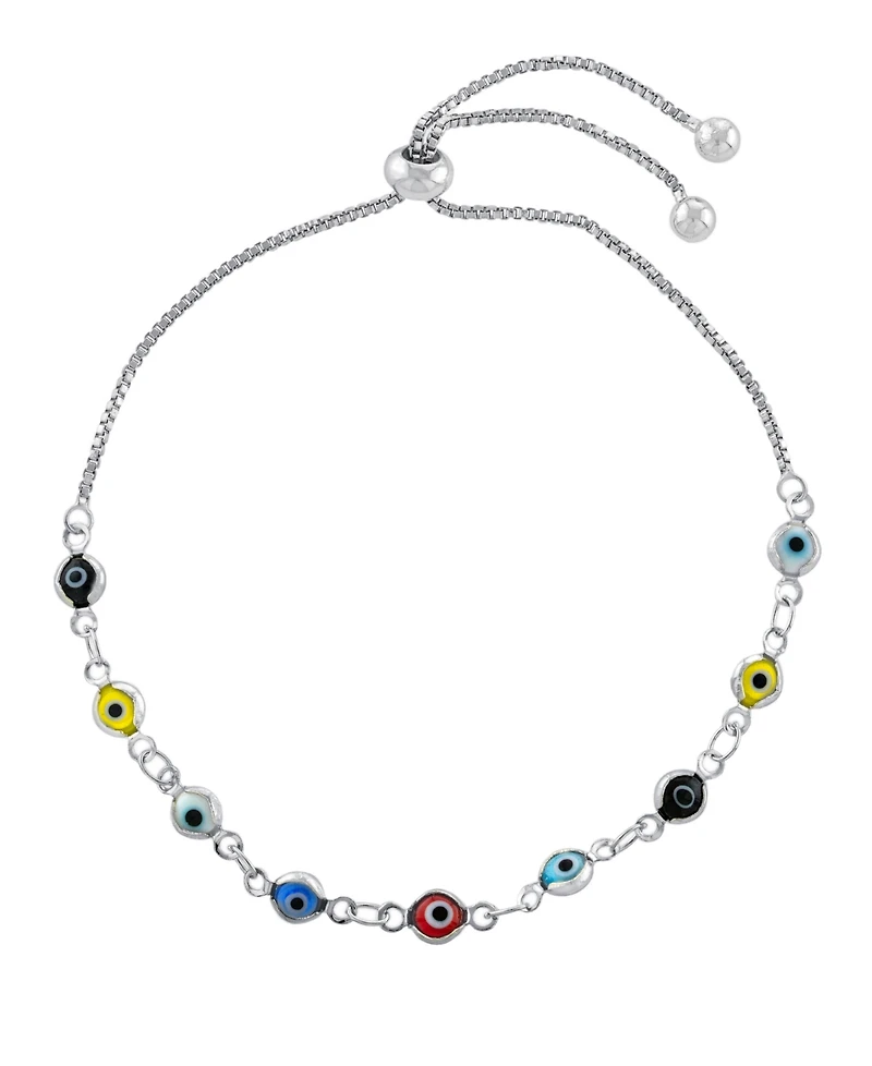 Multi color Glass Guardian Eye Adjustable Bracelet in Gold or Silver Plated