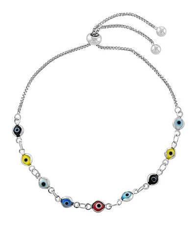 Multi color Glass Guardian Eye Adjustable Bracelet in Gold or Silver Plated