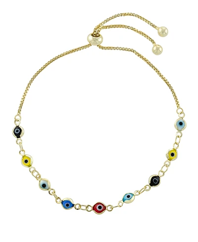 Multi color Glass Guardian Eye Adjustable Bracelet Gold or Silver Plated