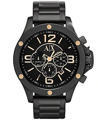 A|X Armani Exchange Men's Chronograph Black Stainless Steel Bracelet Watch 48mm
