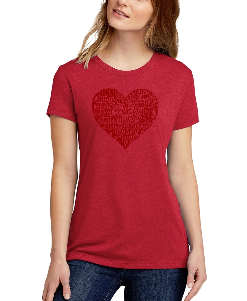 Women's Premium Blend Word Art Country Music Heart T-Shirt