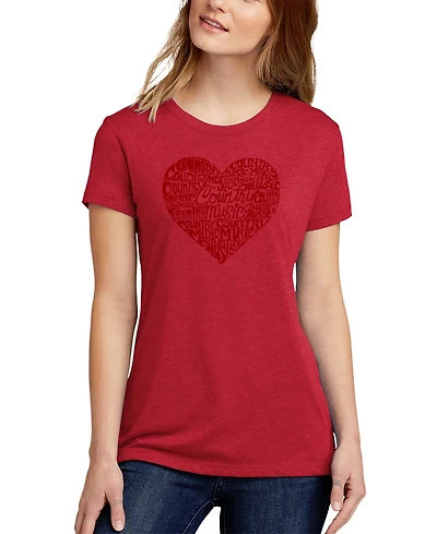 Women's Premium Blend Word Art Country Music Heart T-Shirt