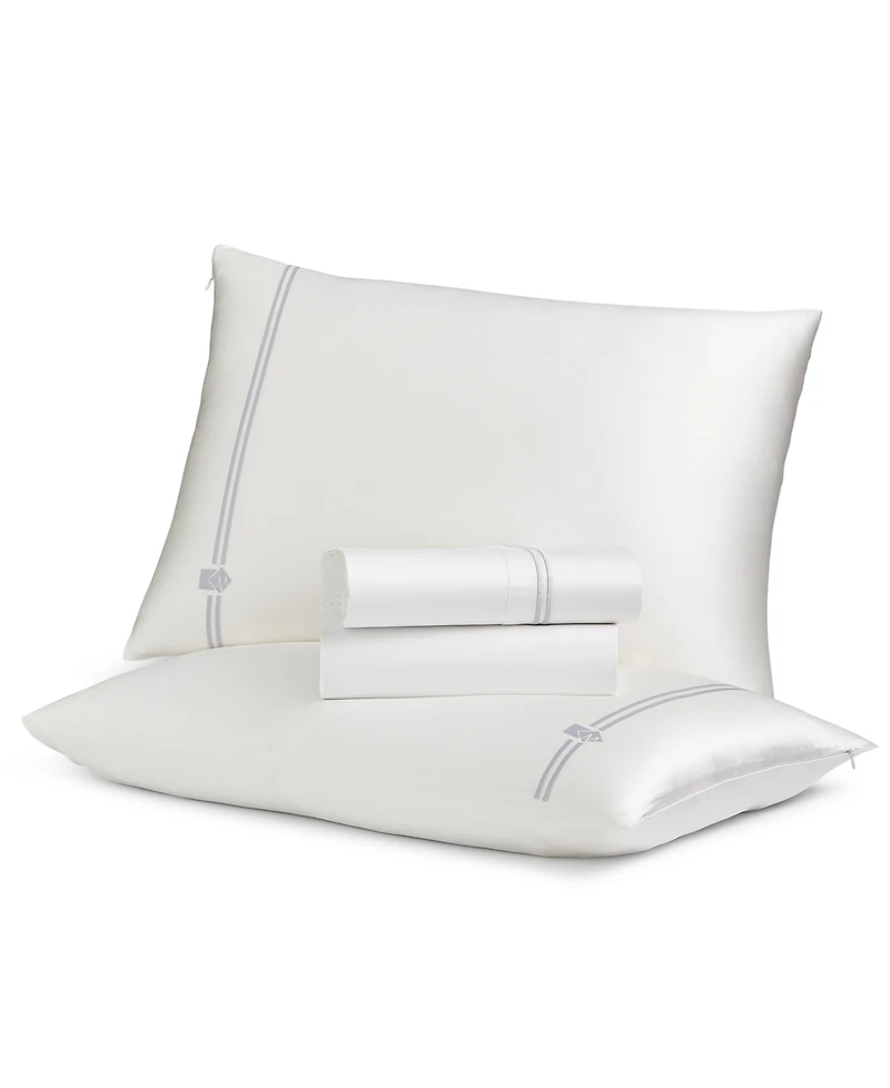 Mismatch 4-Pc. Queen Sheet & Silk Pillowcase Set