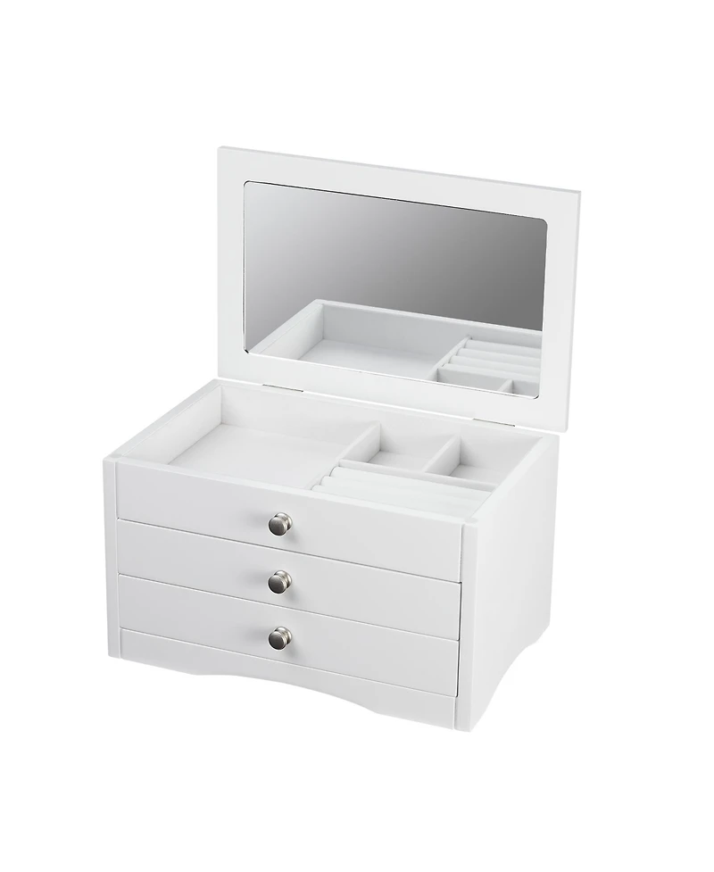 Pko Inc. Classic Lift Top White Jewelry Box
