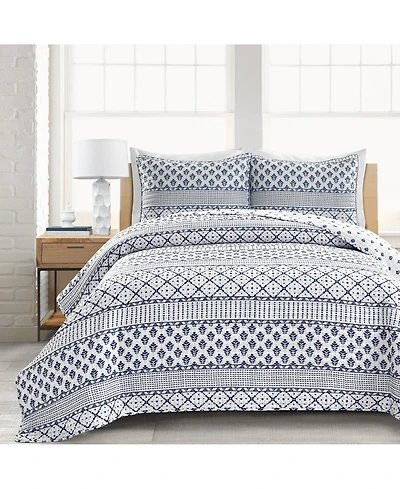Lush Decor Monique Stripe 3 Piece Quilt Set, Full/Queen