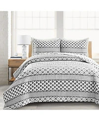 Lush Decor Monique Stripe 3 Piece Quilt Set, Full/Queen