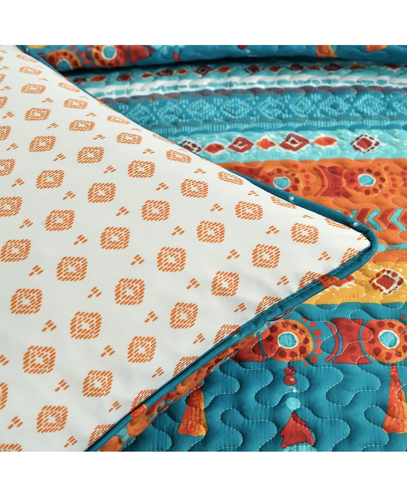 Lush Decor Boho Watercolor Border 3 Piece Quilt Set