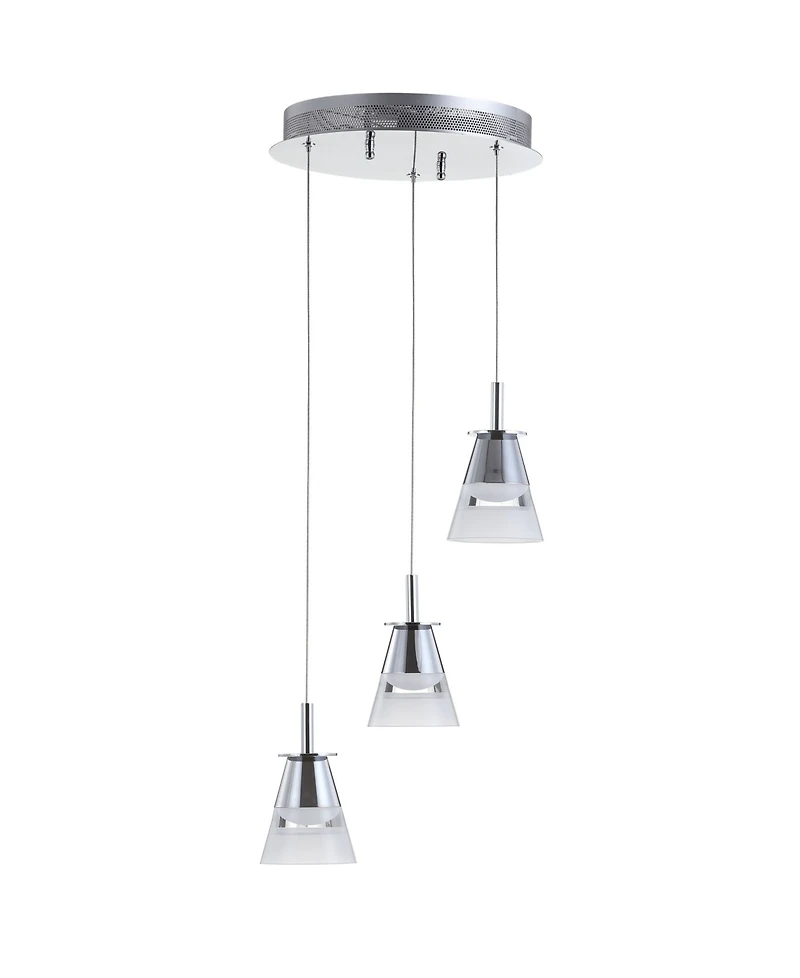 Alain 3-Light Adjustable Cascading Metal Integrated Cluster Led Pendant