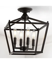 Plains Mini Lantern 4-Light Iron Modern Farmhouse Led Flush Mount