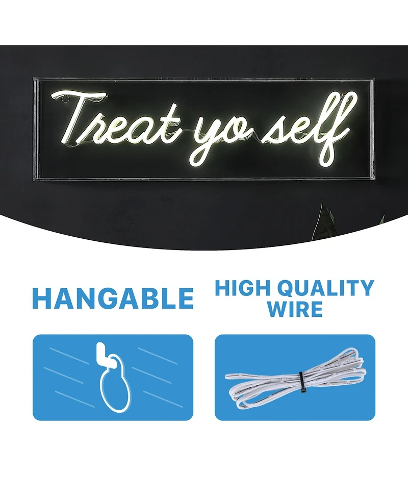 Treat Yo Self Contemporary Glam Acrylic Box Usb Operated Led Neon Light