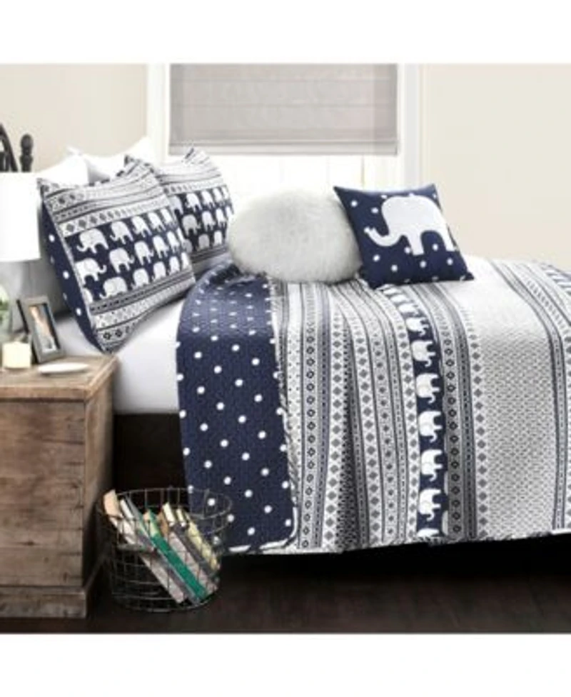 Lush Decor Kids Elephant Stripe Quilt Sets