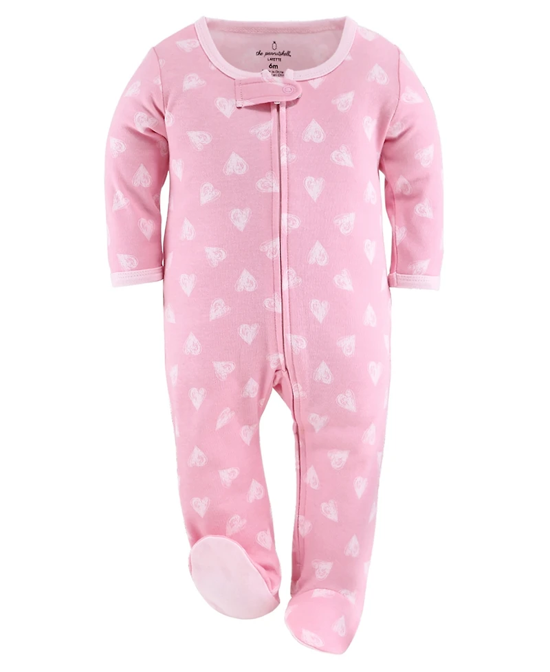 The Peanutshell Baby Girls Sleep n Play Footed Pajamas Sleepwear Set, 6-9 Months, Newborn, 3-Pack