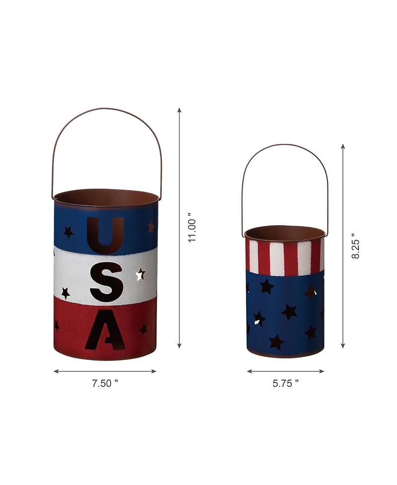 Glitzhome Patriotic Lantern, Set of 2
