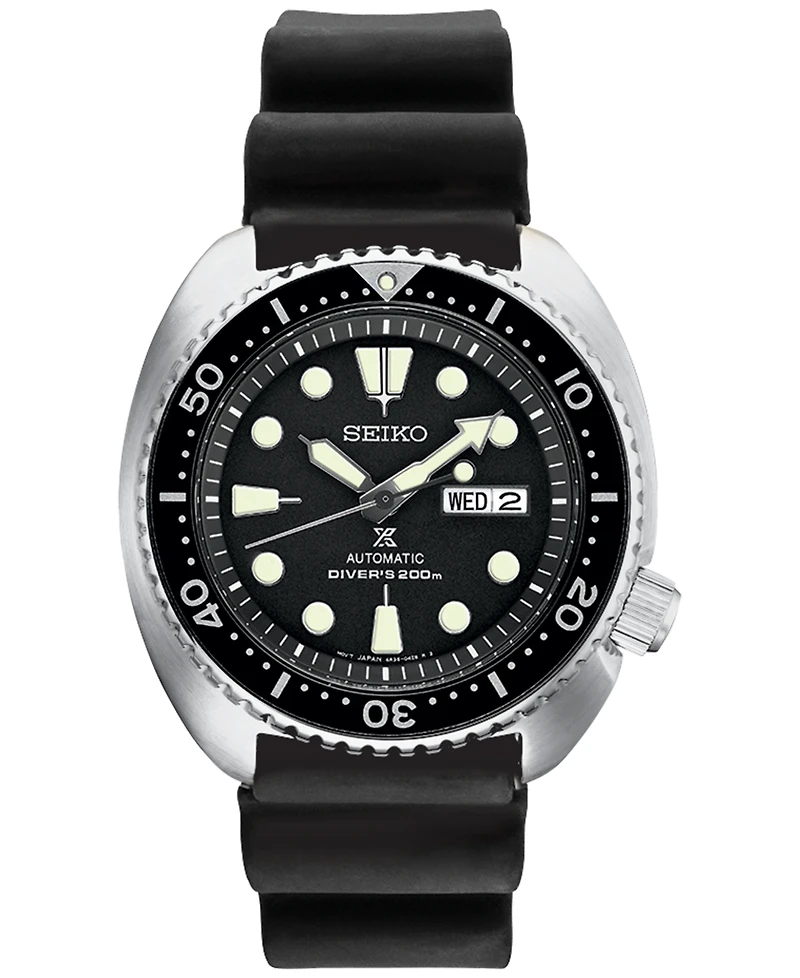 Seiko Men's Automatic Prospex Diver Black Silicone Strap Watch 45mm