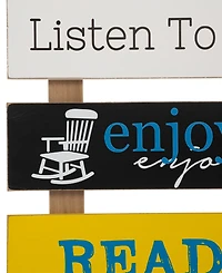 Glitzhome Oversized Rustic Slats Porch Rules Sign Wall Sign
