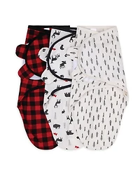 The Peanutshell Newborn Swaddles for Baby Girls, 3 Pack Set, Pink Floral Stars