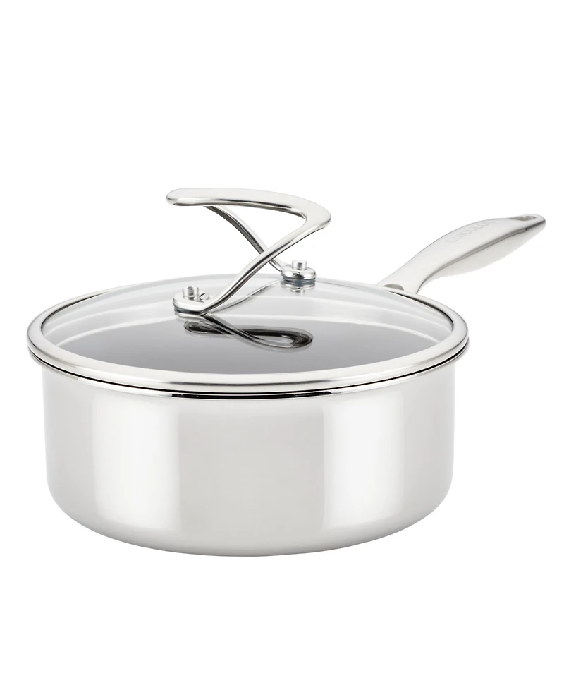 Circulon SteelShield C-Series Tri-Ply Clad Nonstick Saucepan with Lid, 2-Quart, Silver