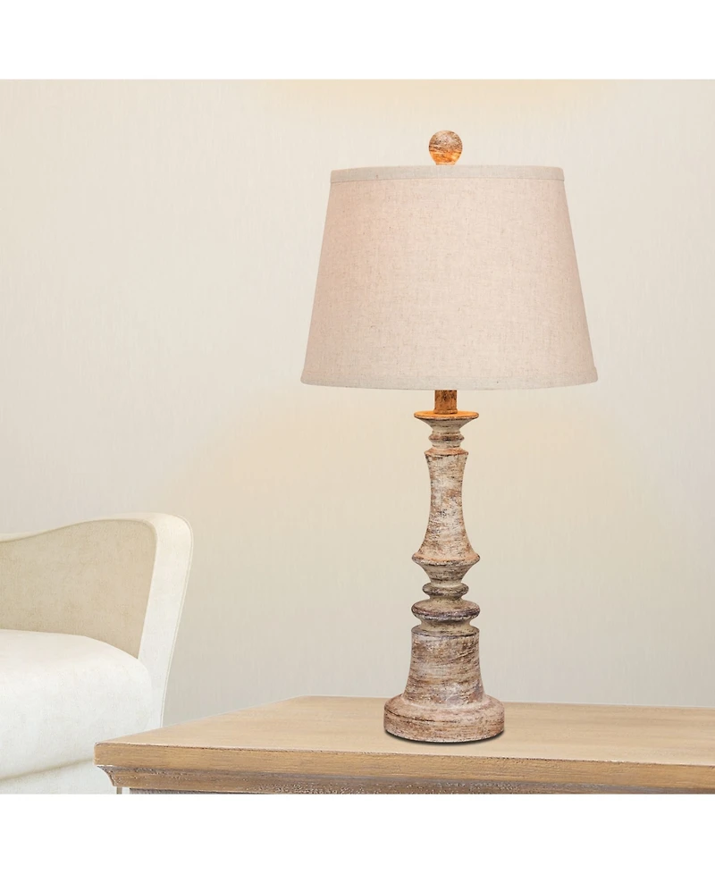 Fangio Lighting Distressed Candlestick Resin Table Lamps, Set of 2