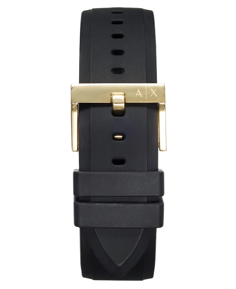 A|X Armani Exchange Men's Chronograph Black Silicone Strap Watch 45mm Gift Set